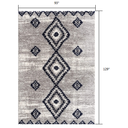 8’ x 11’ Gray and Navy Boho Chic Area Rug Grey. Picture 7