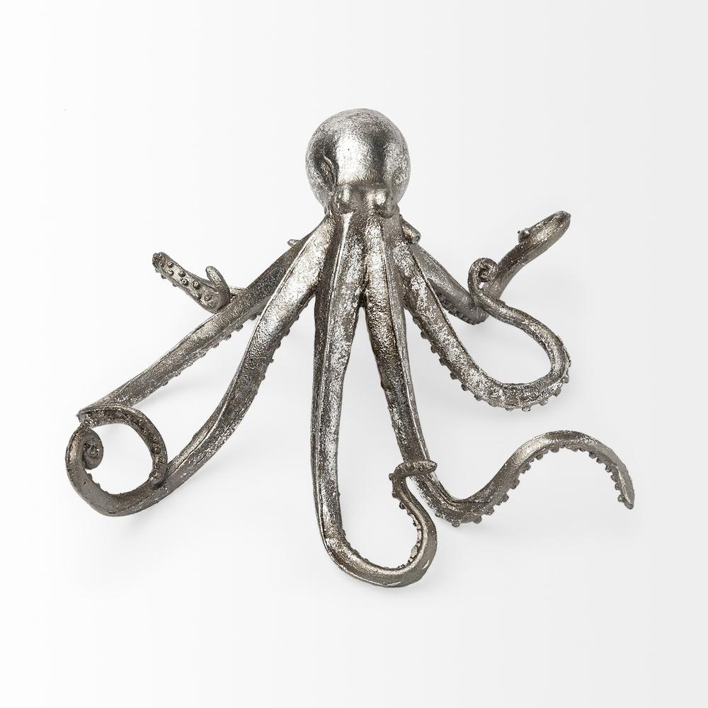 Silver Resin Octopus Sculpture Silver. Picture 2