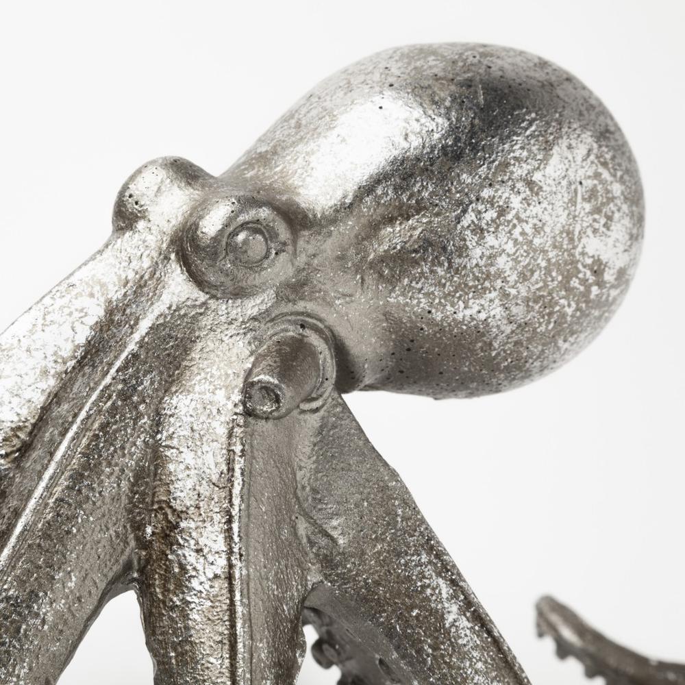 Silver Resin Octopus Sculpture Silver. Picture 6