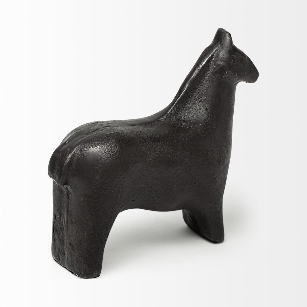 Black Cast Aluminum Horse Shaped Sculpture Gold. Picture 3