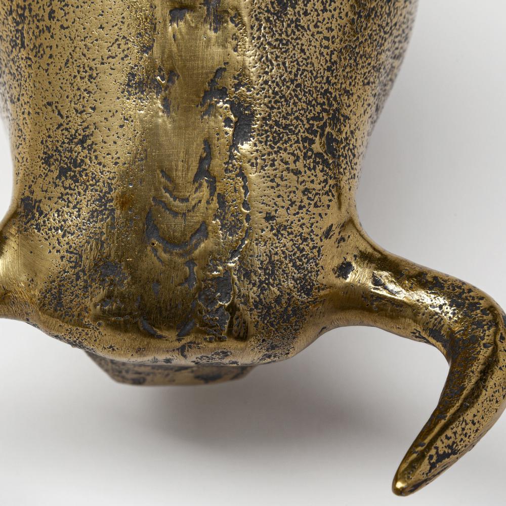 Gold Cast Aluminum Raging Bull Sculpture Gold. Picture 3