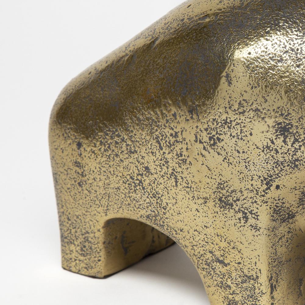 Gold Cast Aluminum Raging Bull Sculpture Gold. Picture 4