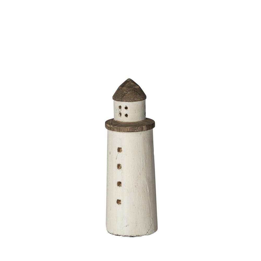 White Petite Rustic Wooden Lighthouse Brown. Picture 1