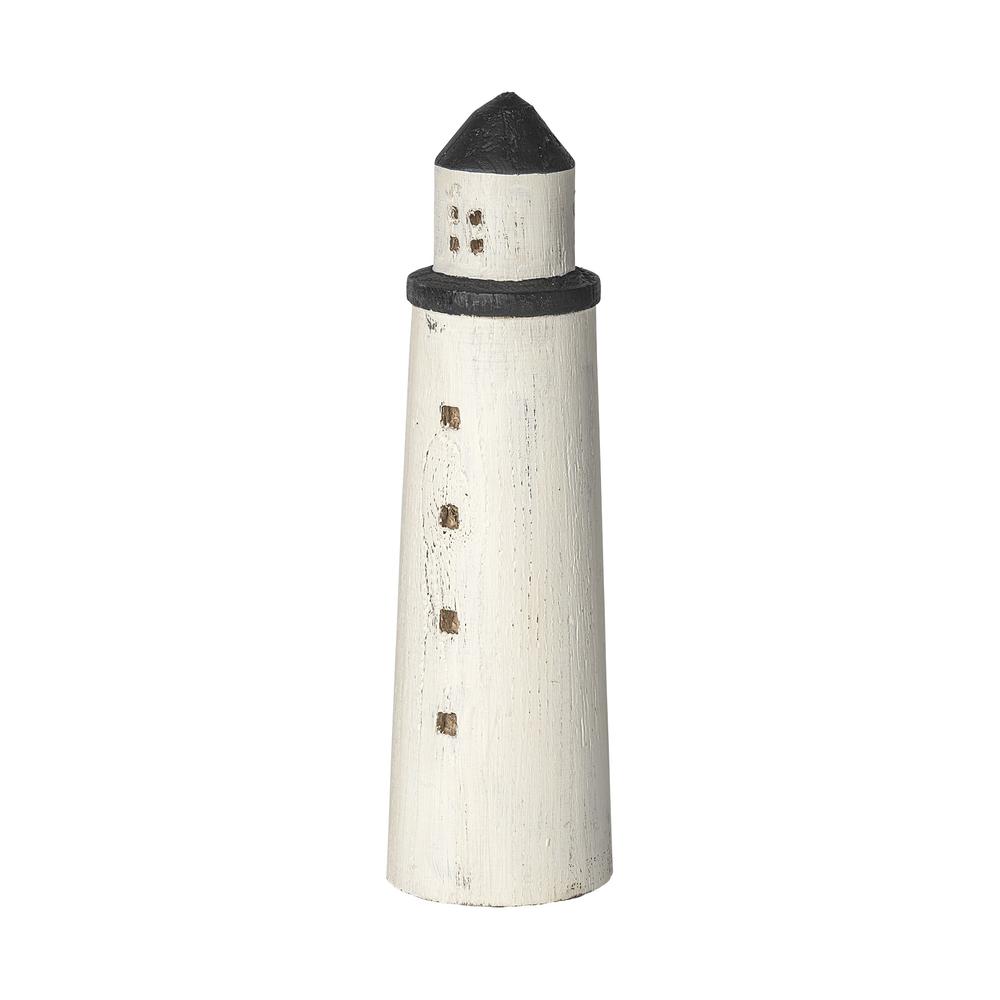 White Jumbo Rustic Wooden Lighthouse Brown. Picture 1