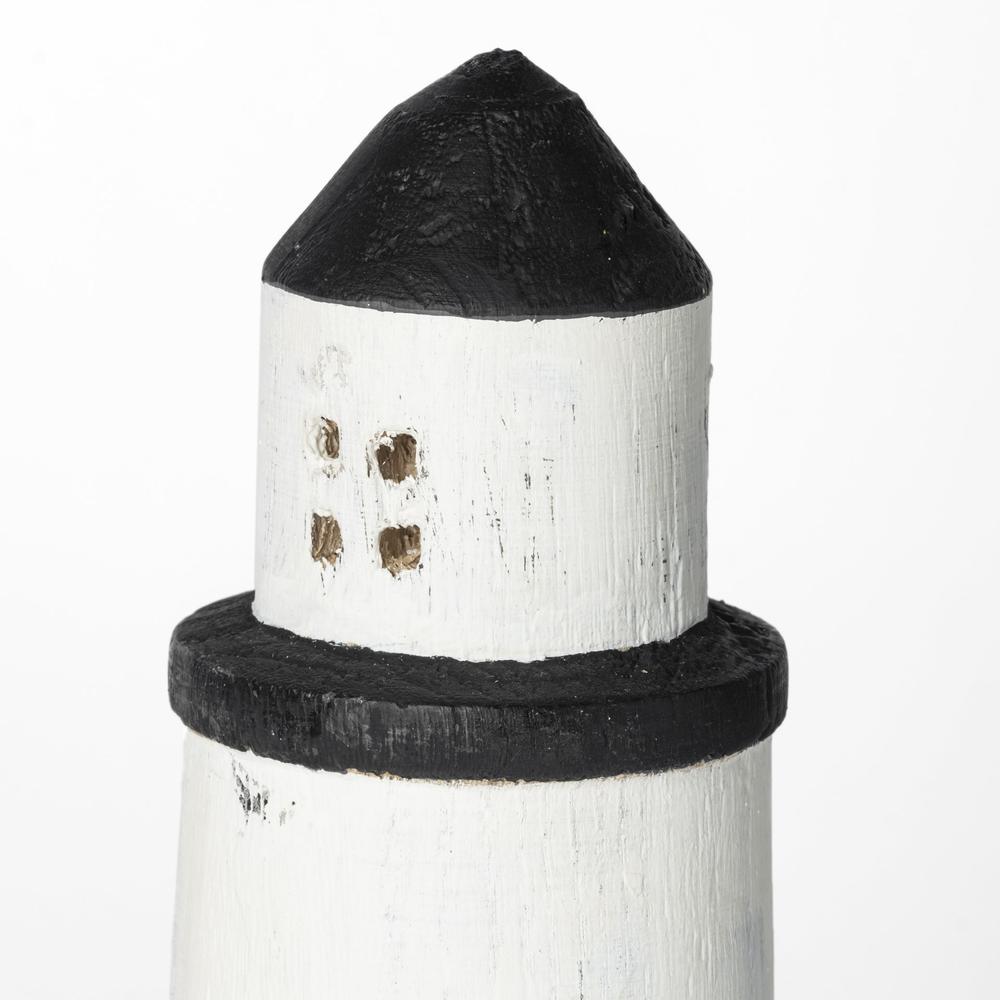 White Jumbo Rustic Wooden Lighthouse Brown. Picture 4