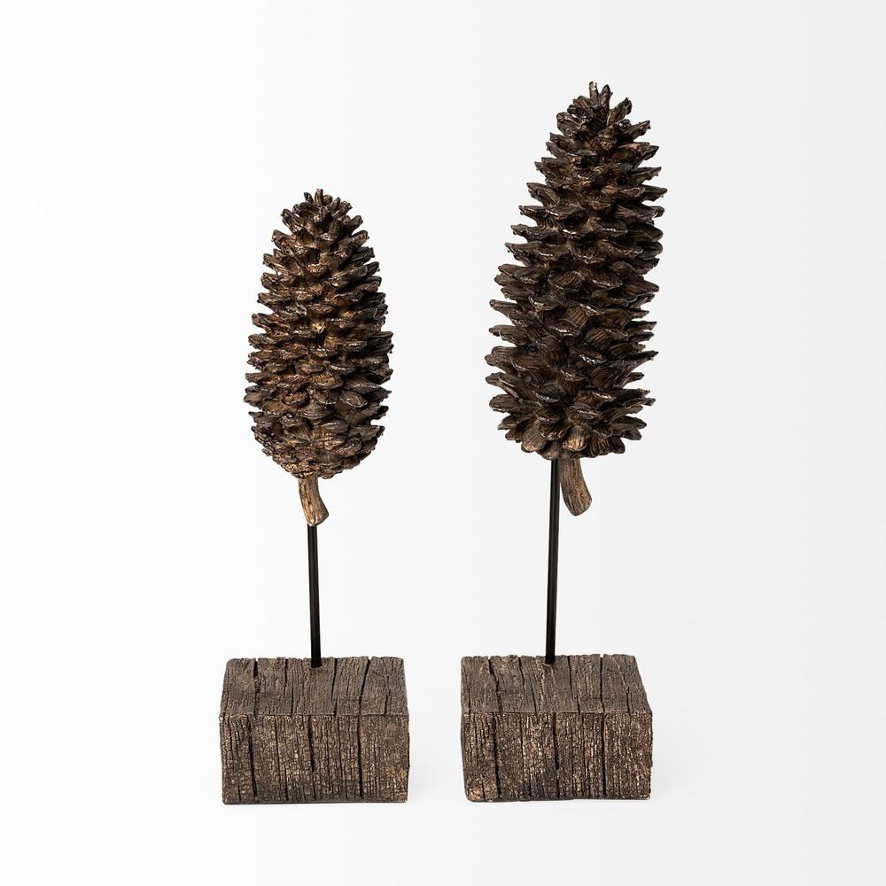 Brown Resin Pinecone Shaped Sculpture Brown. Picture 2