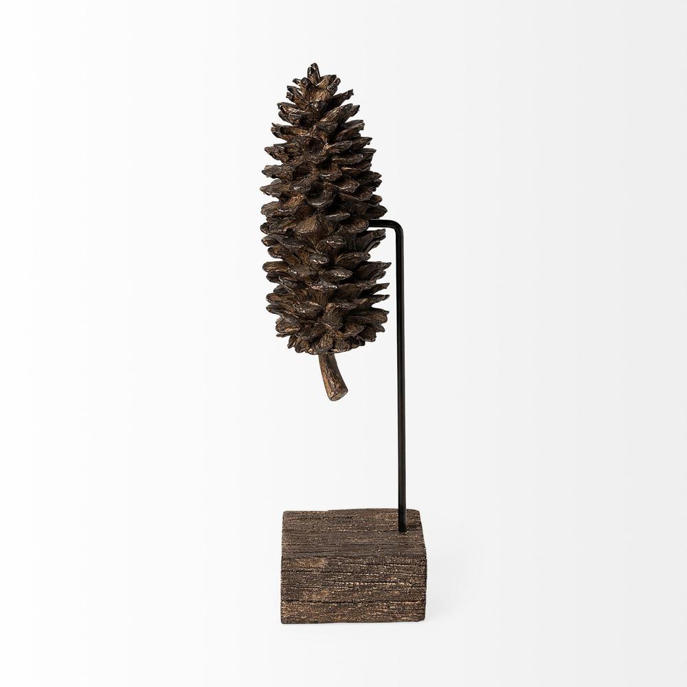 Brown Resin Pinecone Shaped Sculpture Brown. Picture 3