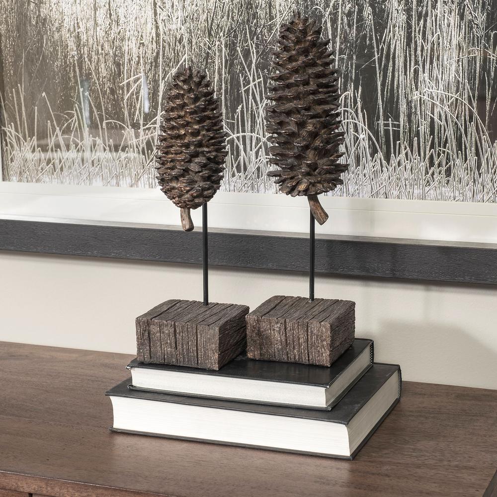 Brown Resin Pinecone Shaped Sculpture Brown. Picture 9