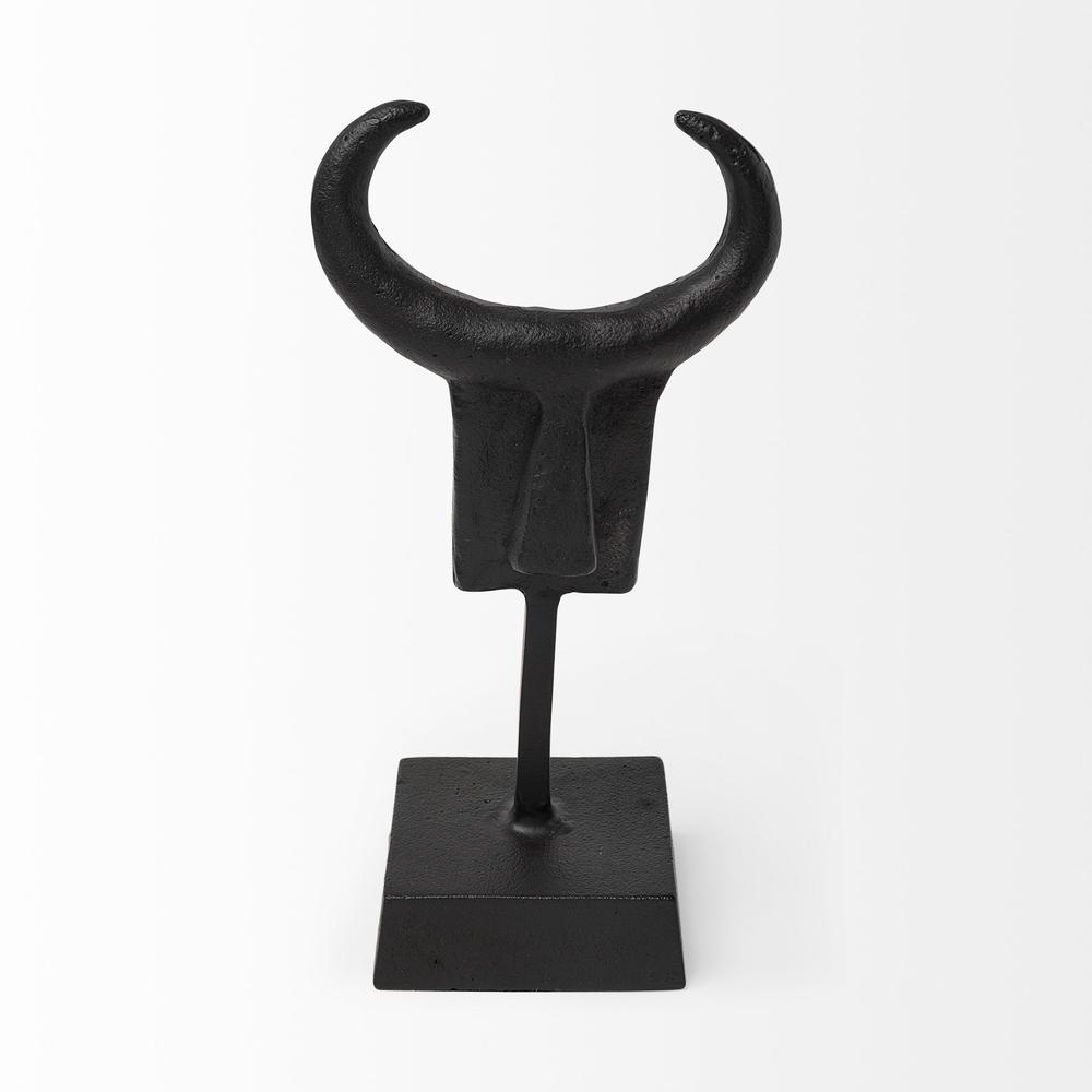 Black Metal Tribal Inspired Sculpture Black. Picture 2