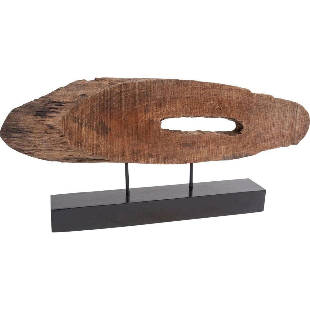 Brown Oval Shaped Wooden Sculpture Brown. Picture 1