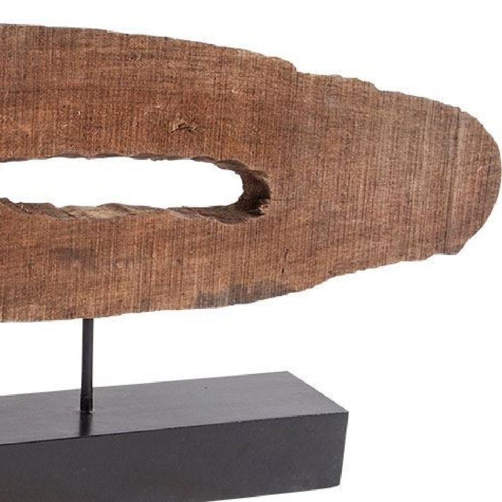 Brown Oval Shaped Wooden Sculpture Brown. Picture 3