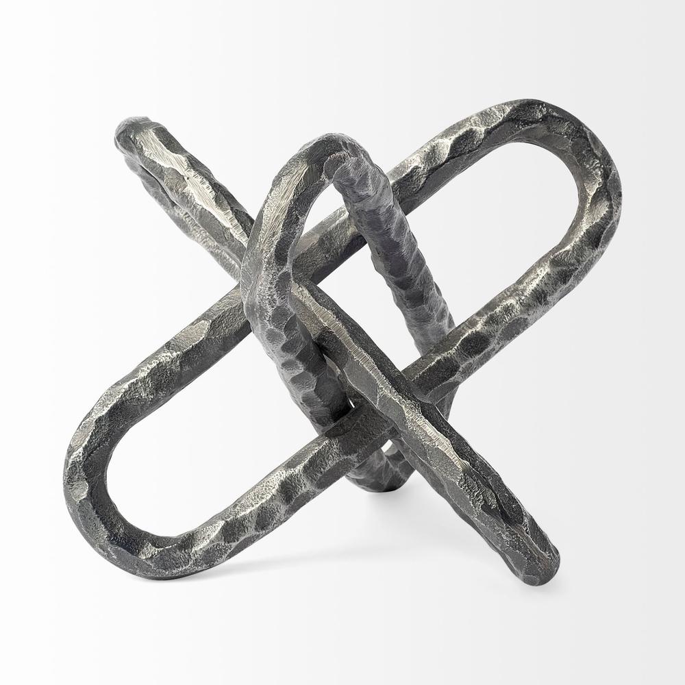 Silver Metal Chain Link Sculpture Black. Picture 2