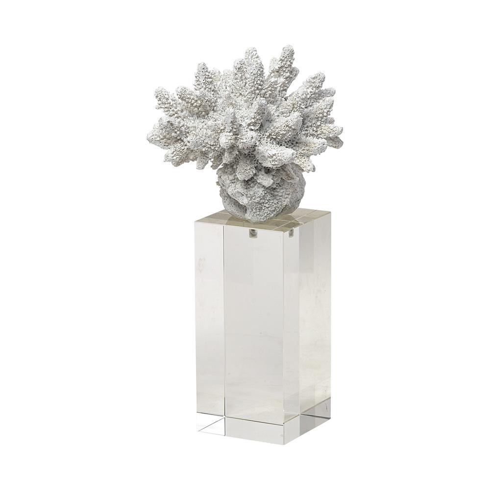 10" White Contempo Coral and Glass Sculpture White. Picture 1