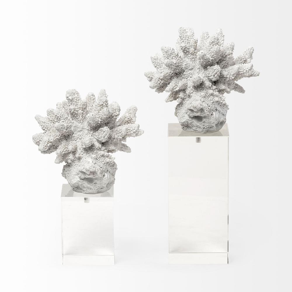 10" White Contempo Coral and Glass Sculpture White. Picture 2