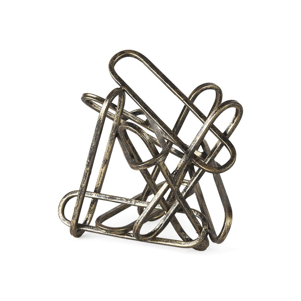 Brushed Gold and Black Abstract Paperclip Sculpture Copper. Picture 1