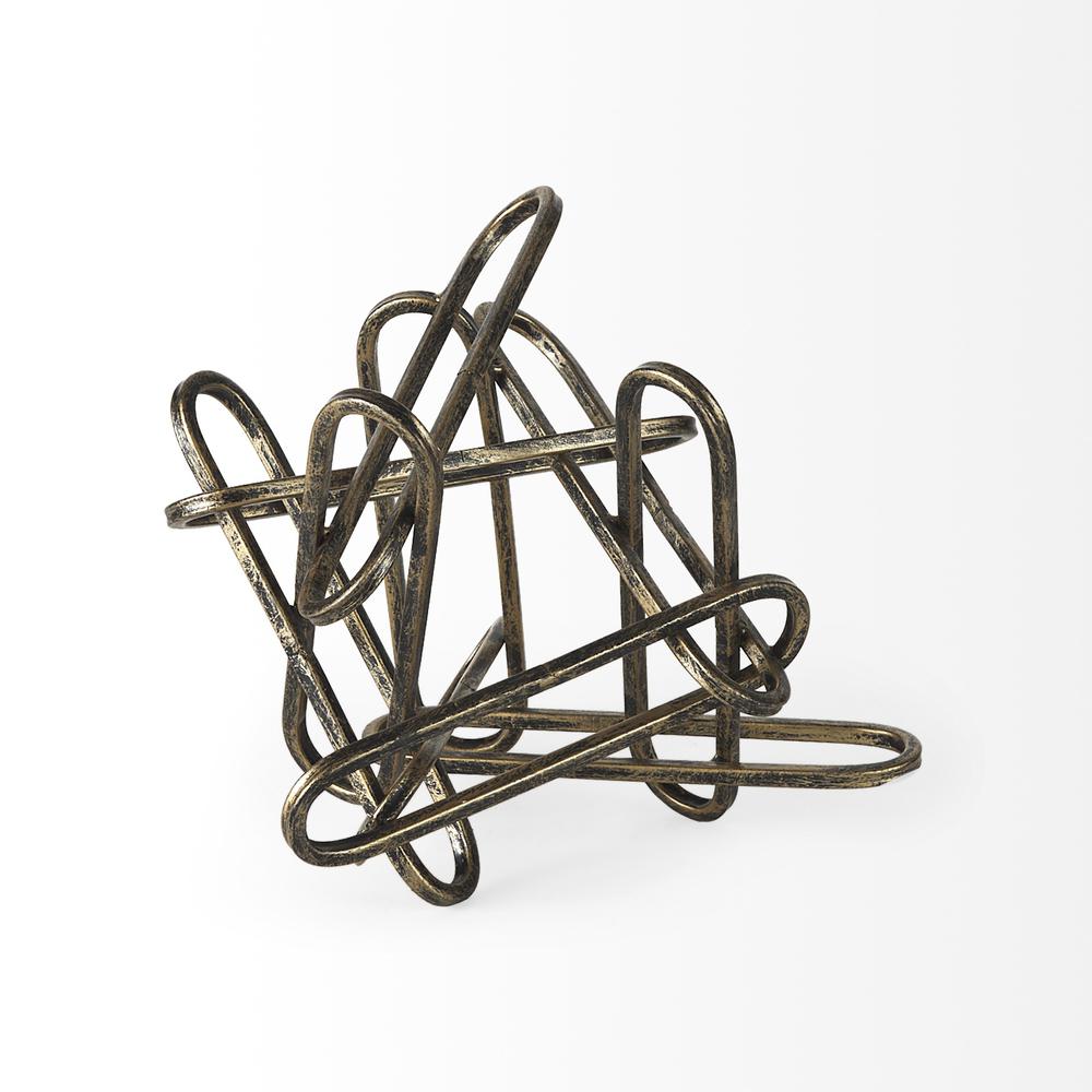 Brushed Gold and Black Abstract Paperclip Sculpture Copper. Picture 2