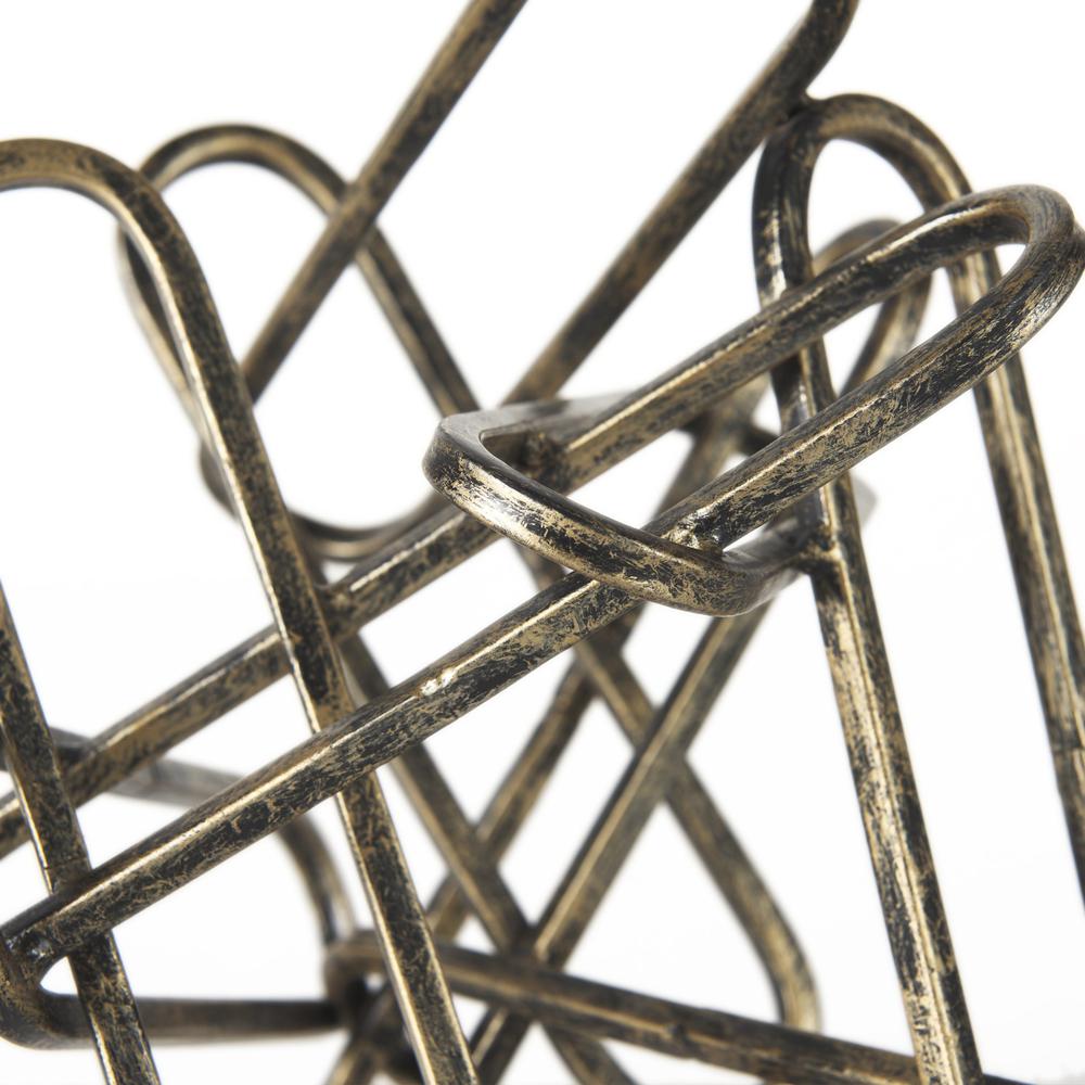 Brushed Gold and Black Abstract Paperclip Sculpture Copper. Picture 5