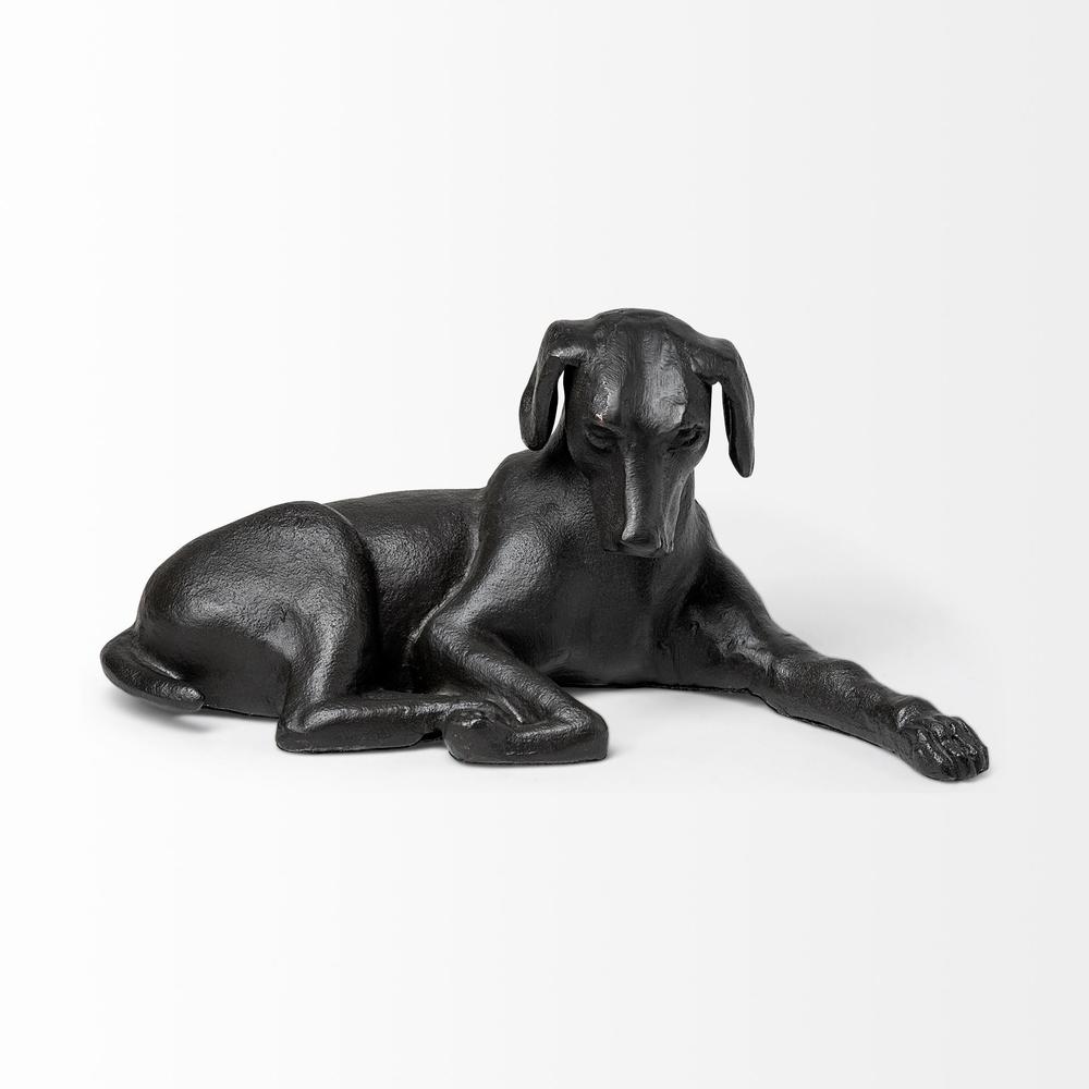 Black Metal Labrador Dog Sculpture Black. Picture 2