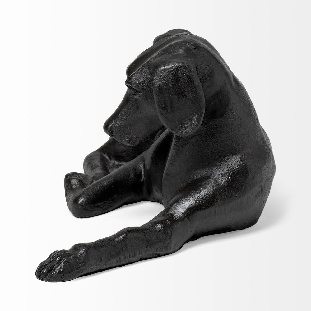 Black Metal Labrador Dog Sculpture Black. Picture 3