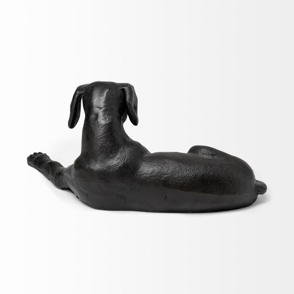 Black Metal Labrador Dog Sculpture Black. Picture 4