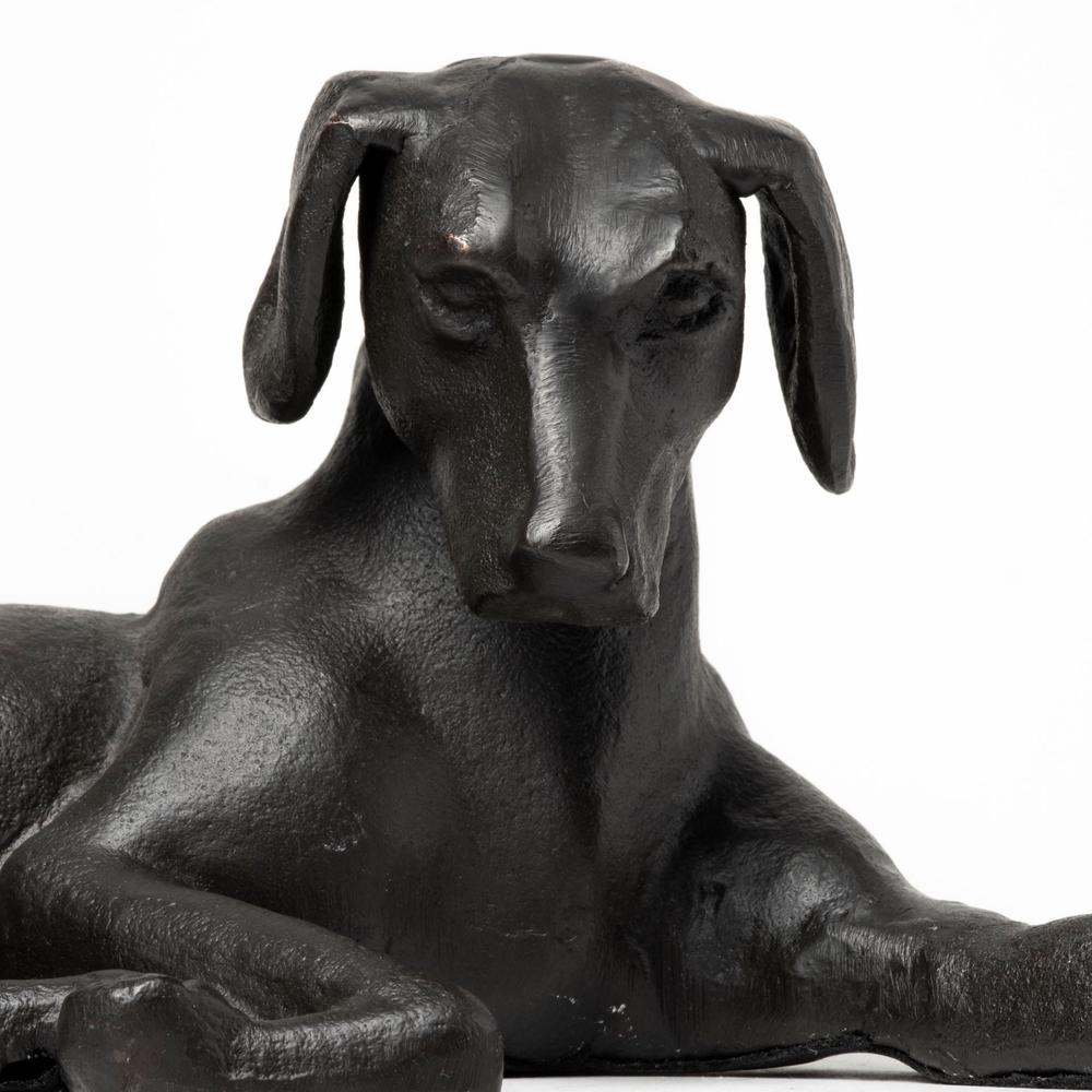 Black Metal Labrador Dog Sculpture Black. Picture 5