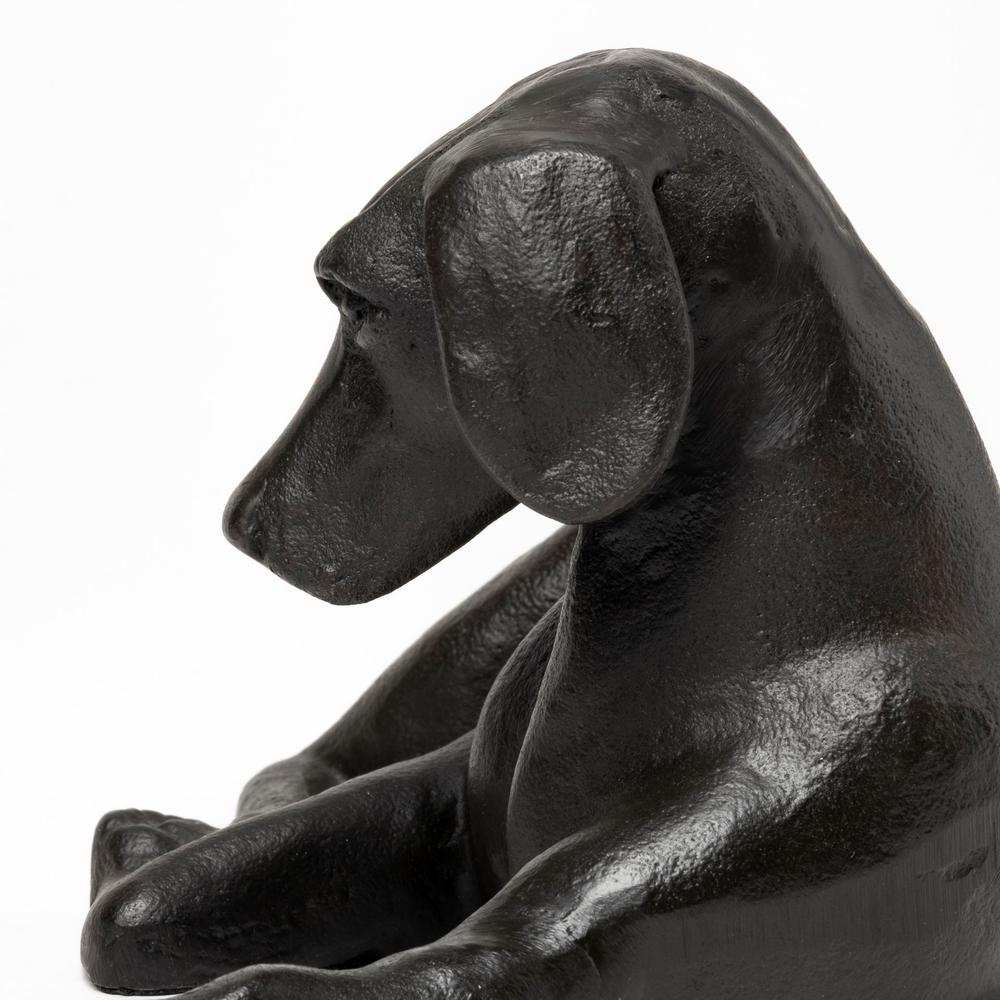 Black Metal Labrador Dog Sculpture Black. Picture 7