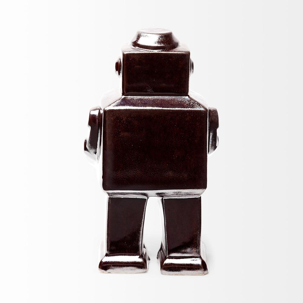 Silver Metal Robot Shaped Sculpture Brown. Picture 4