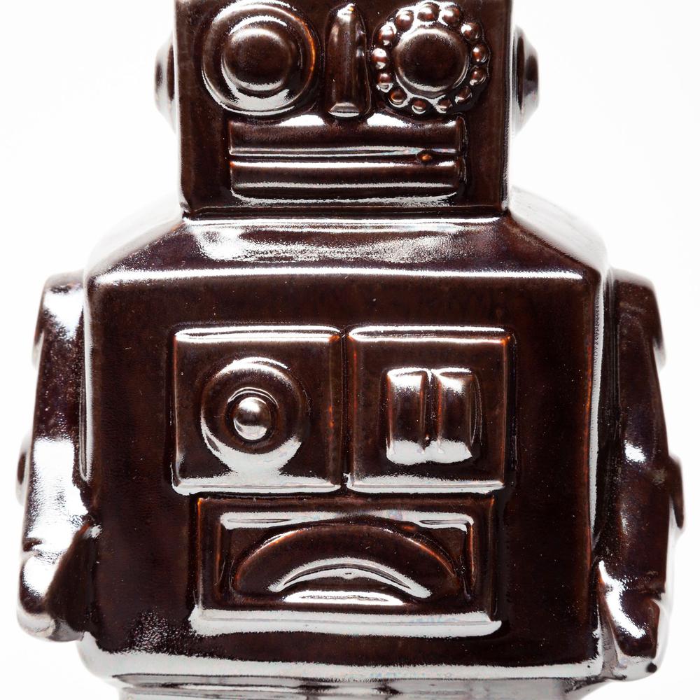Silver Metal Robot Shaped Sculpture Brown. Picture 6
