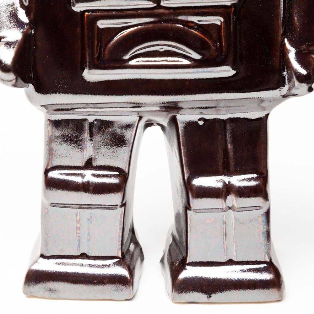 Silver Metal Robot Shaped Sculpture Brown. Picture 7