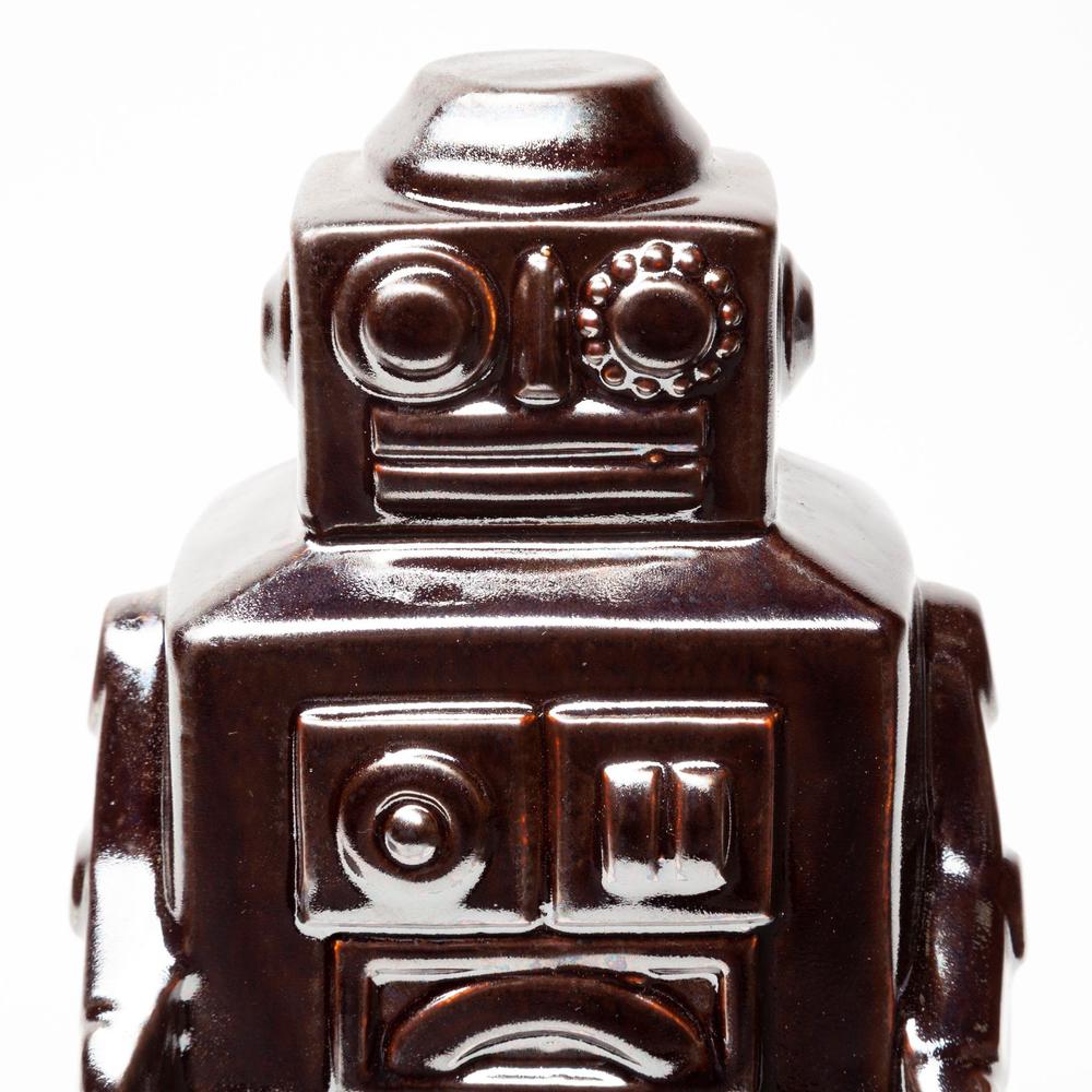 Silver Metal Robot Shaped Sculpture Brown. Picture 8