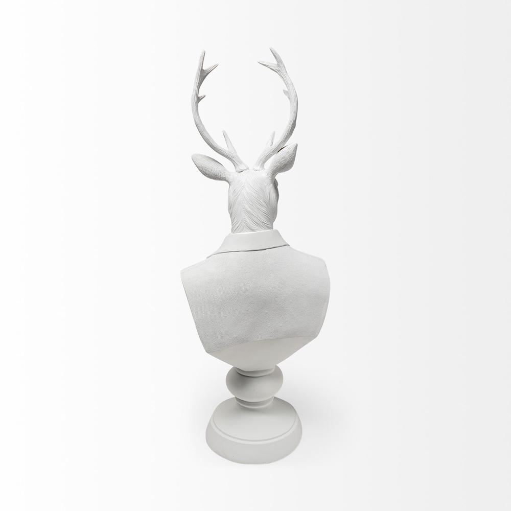 White Resin Suited Deer Bust Décor Piece White. Picture 4