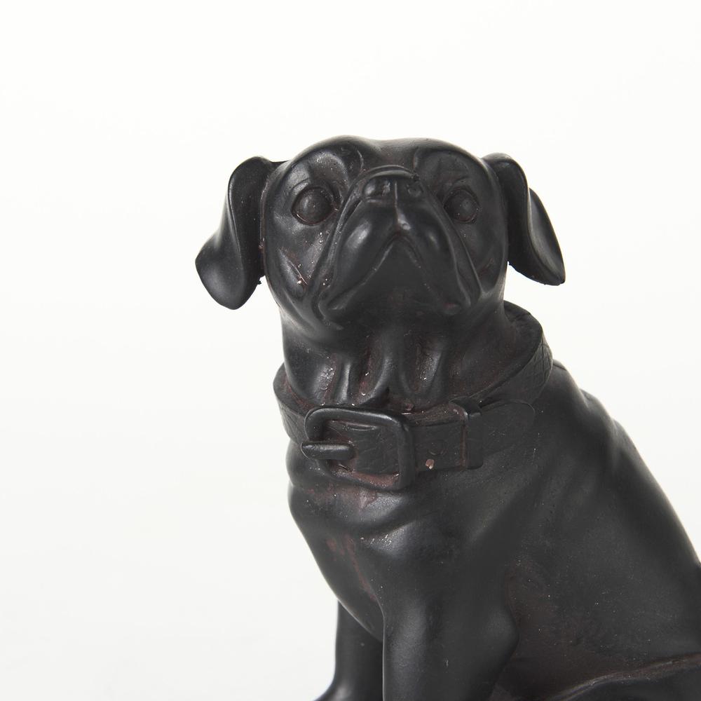 Black Resin Pug Dog Sculpture Brown. Picture 7