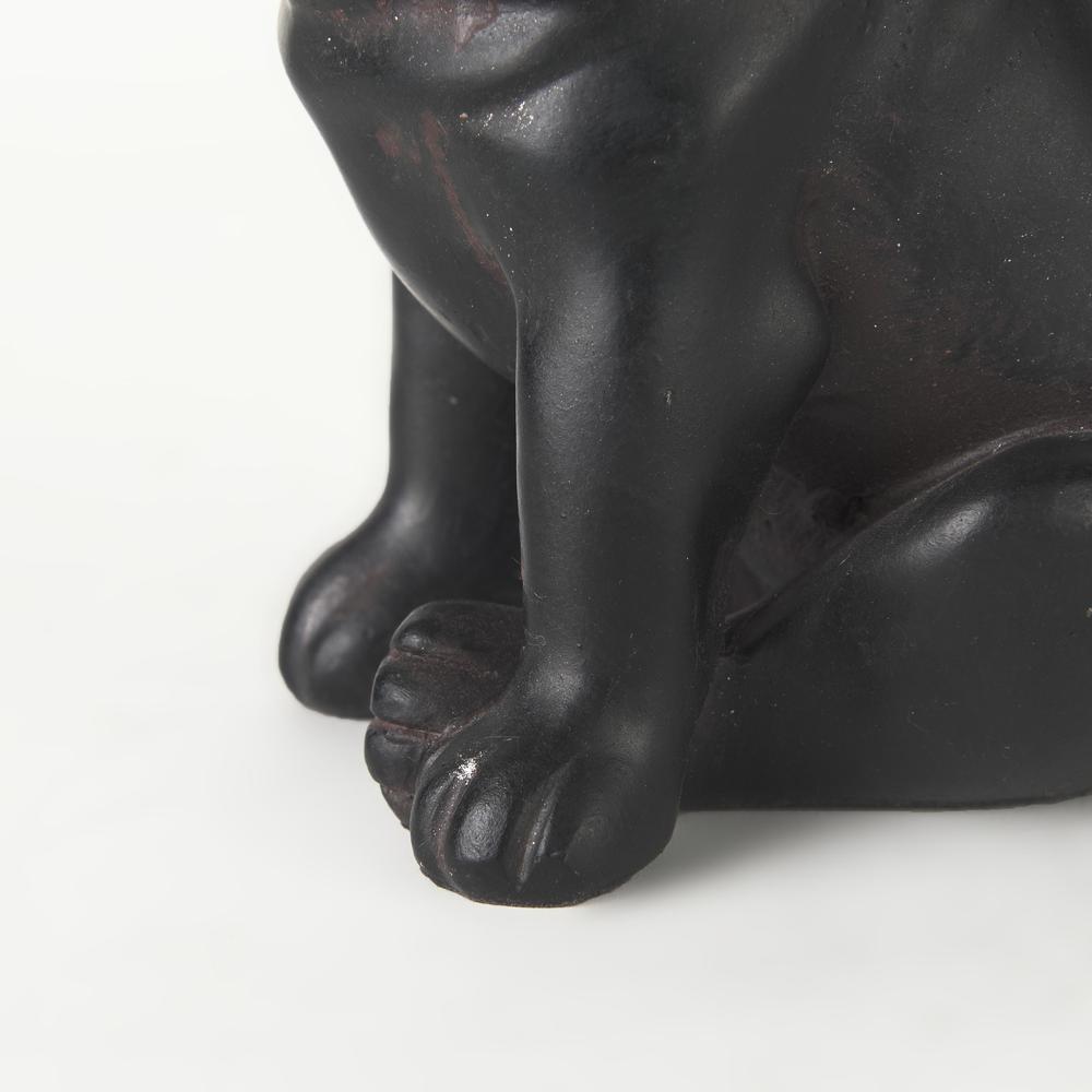Black Resin Pug Dog Sculpture Brown. Picture 8