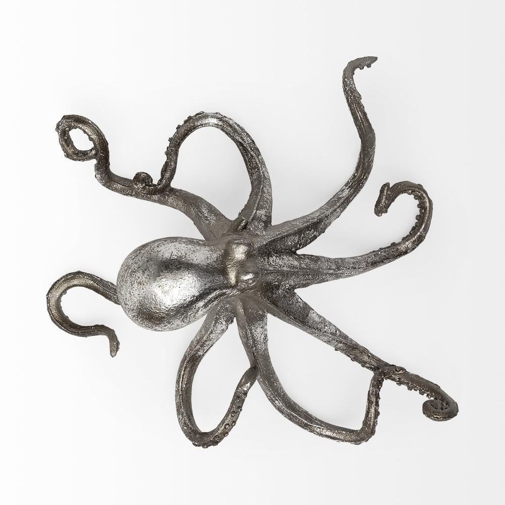 Petite Silver Resin Octopus Sculpture Silver. Picture 5