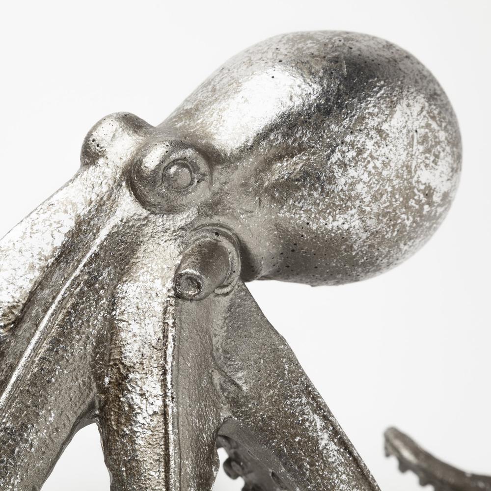 Petite Silver Resin Octopus Sculpture Silver. Picture 6