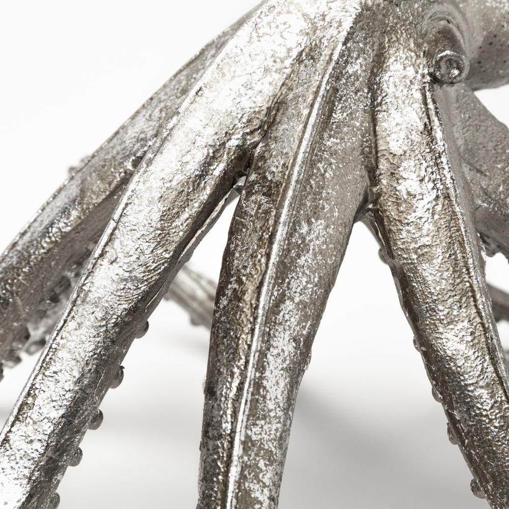 Petite Silver Resin Octopus Sculpture Silver. Picture 7