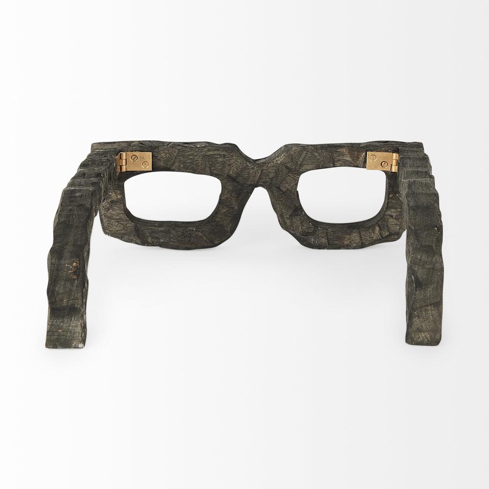 Eugene Rustic Brown Wooden Eyeglass Sculpture Brown. Picture 4