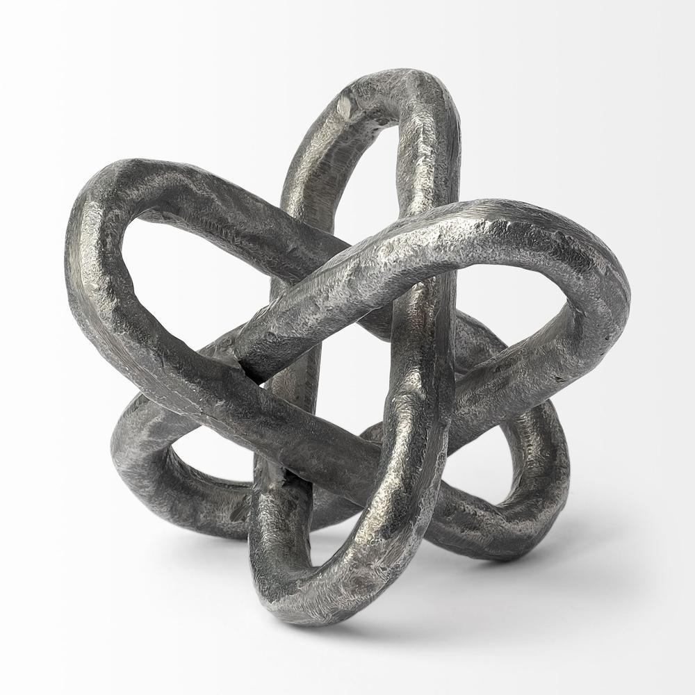 Petite Silver Metal Chain Link Sculpture Grey. Picture 3
