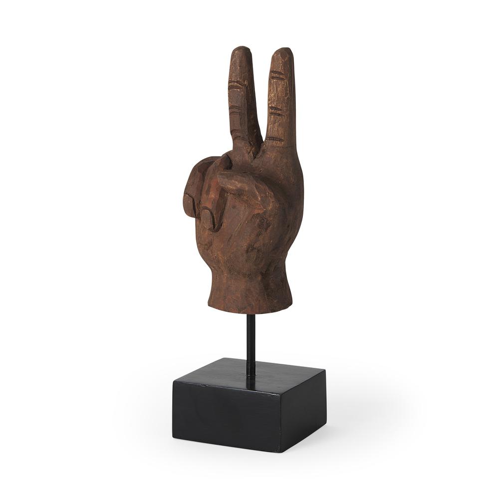 Dark Brown Wooden Peace Sign Décor Piece Brown. Picture 1