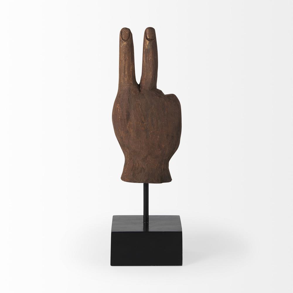 Dark Brown Wooden Peace Sign Décor Piece Brown. Picture 4