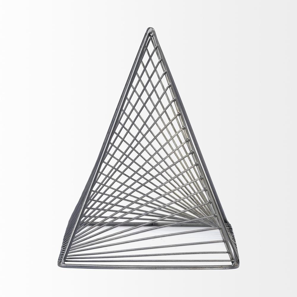 Contemporary Gray Metal Triangular Décor Piece Silver. Picture 2