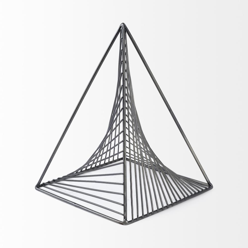 Contemporary Gray Metal Triangular Décor Piece Silver. Picture 3