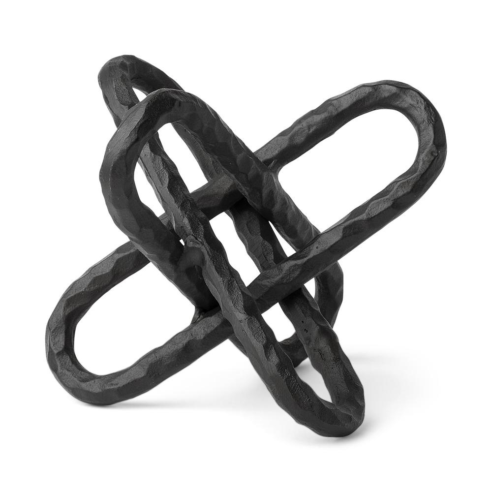 Black Textured Metal Chain Link Sculpture Black. Picture 1