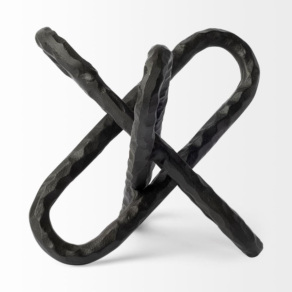 Black Textured Metal Chain Link Sculpture Black. Picture 2