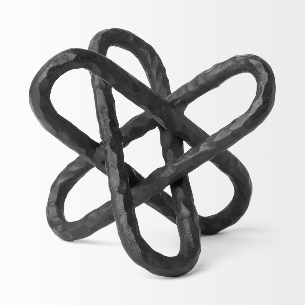 Black Textured Metal Chain Link Sculpture Black. Picture 3