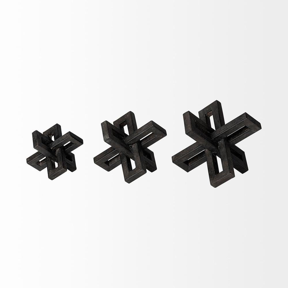 Set of Three Black Metal Decorative Jacks Black. Picture 2