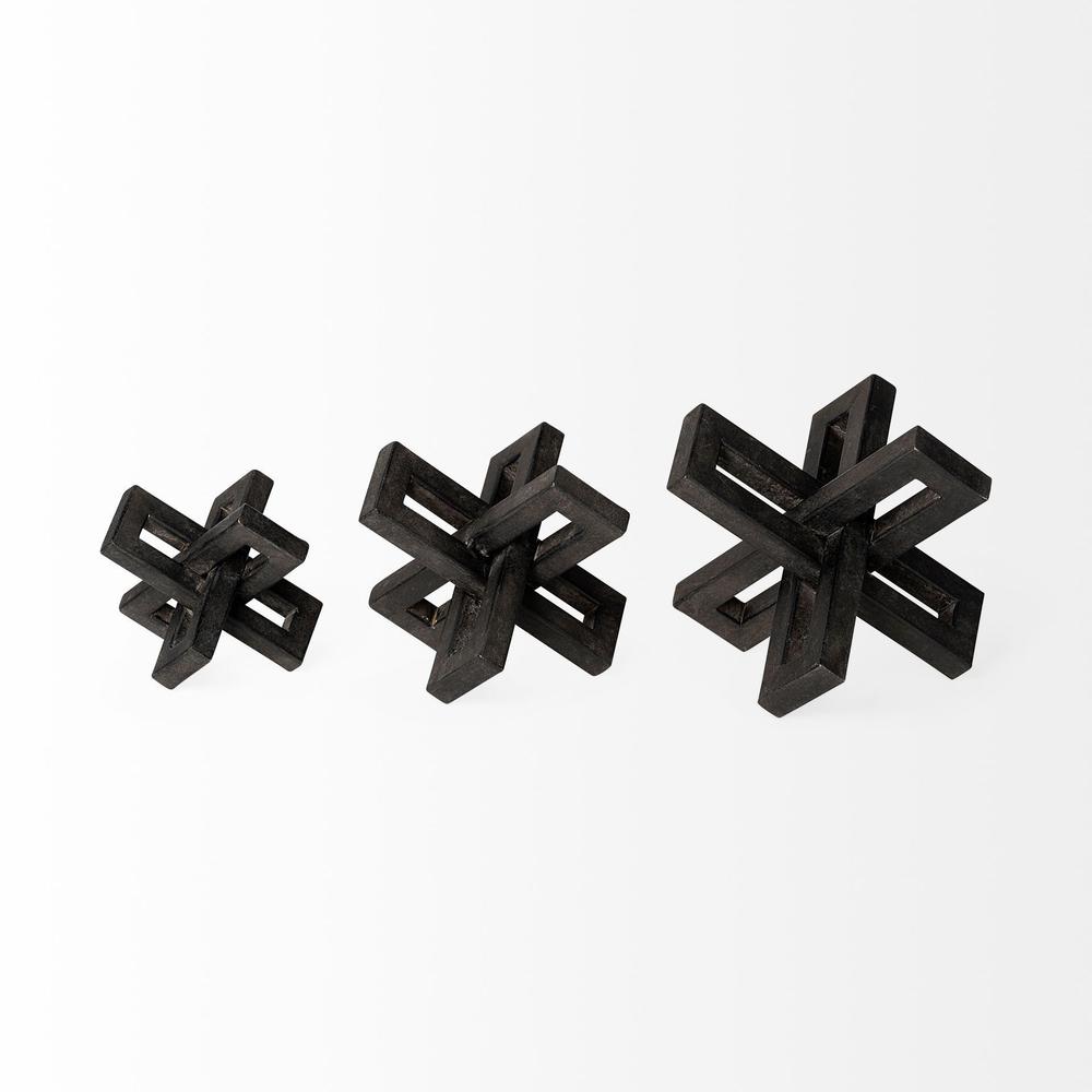 Set of Three Black Metal Decorative Jacks Black. Picture 4