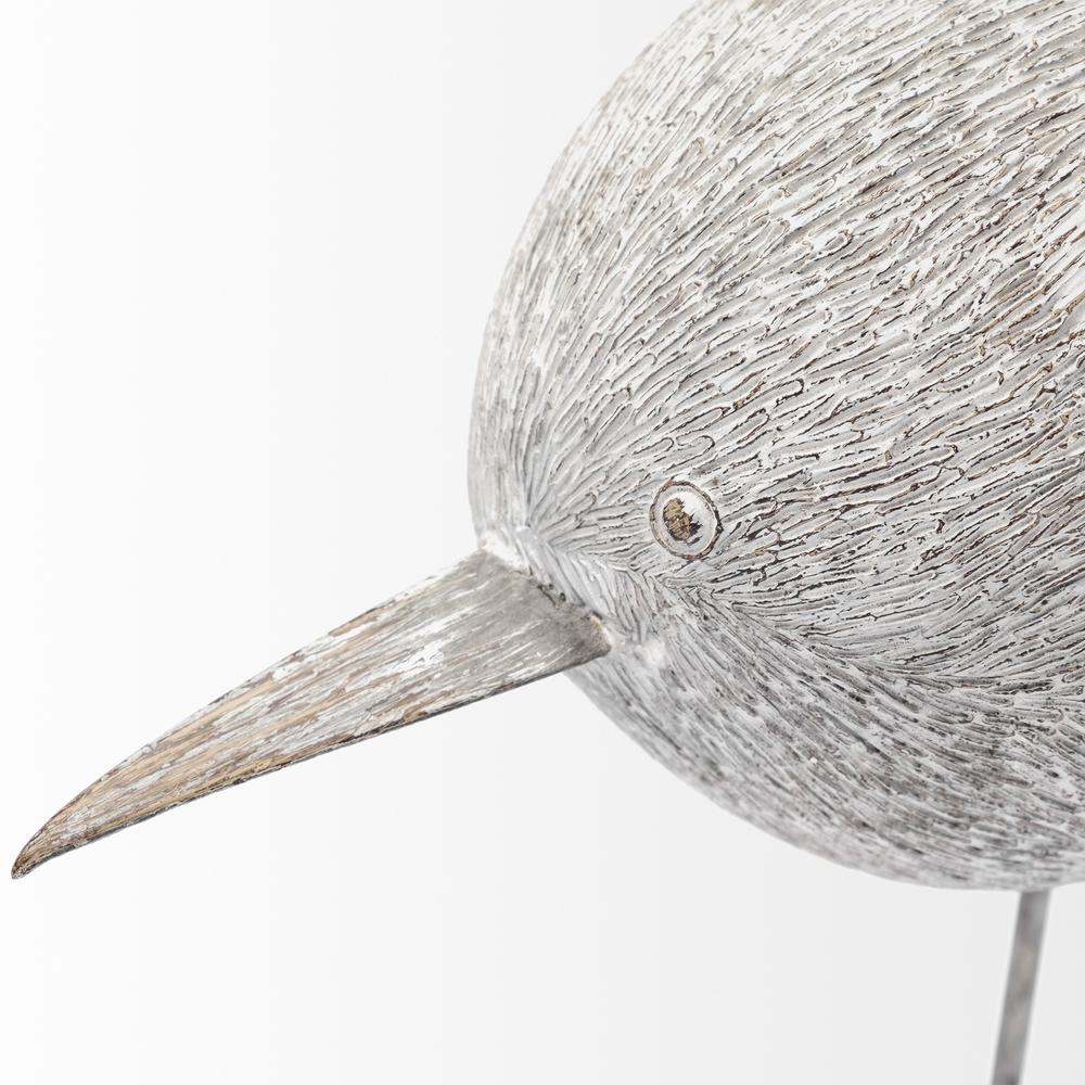 Off-White Resin Bird Sculpture Grey. Picture 3