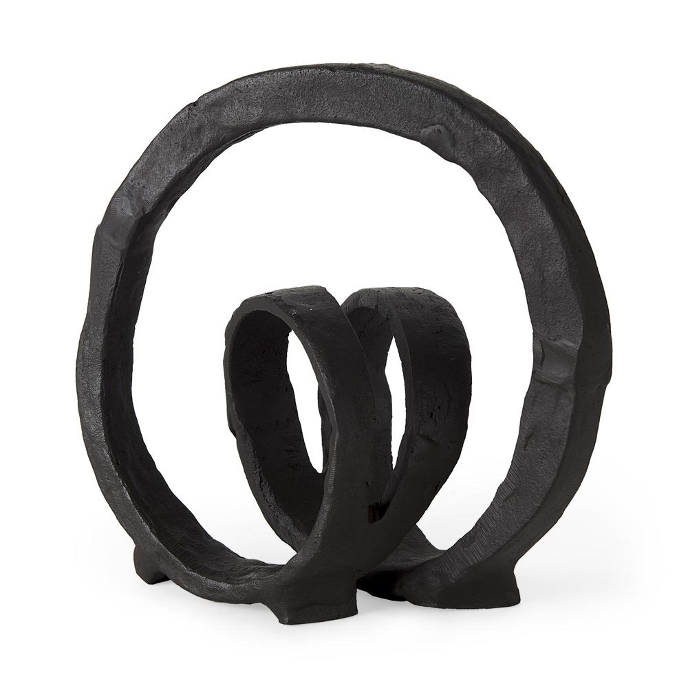 Black Metal Ribbon Loop Sculpture Black. Picture 1