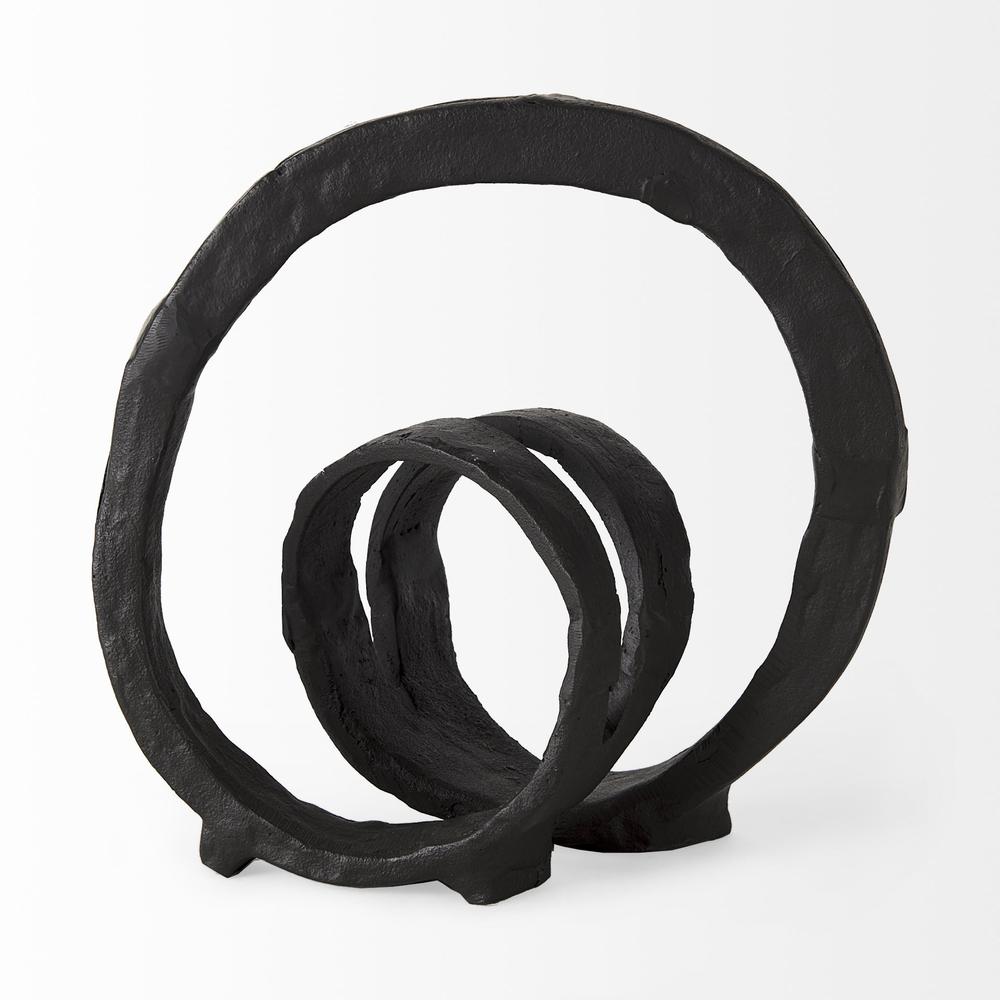 Black Metal Ribbon Loop Sculpture Black. Picture 2